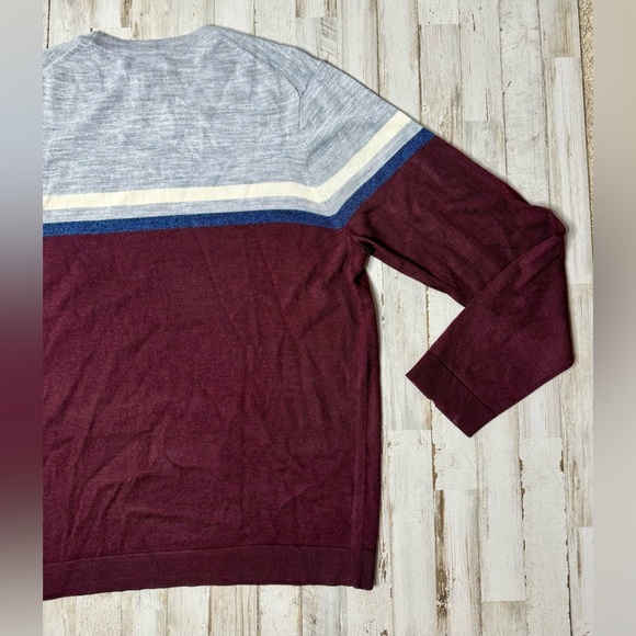 Apt 9 Seriously Soft Merino Wool Blend Sweater Mens XL Burgundy Colorblock NWT - Picture 12 of 13
